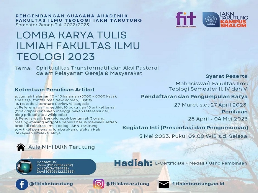 Lomba Karya Tulis Ilmiah Mahasiswa Fakultas Ilmu Teologi Tahun 2023